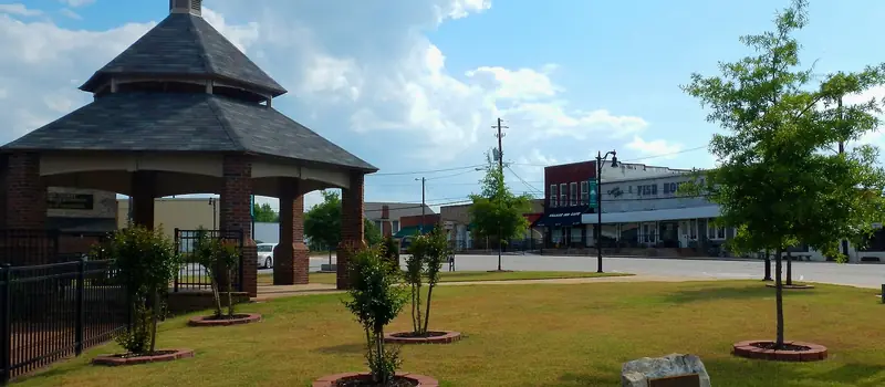 Fountain on the courthouse square in Franklin, Georgia