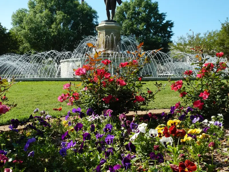 Lafayette statue and fountain on the courthouse square in downtown LaGrange, Georgia