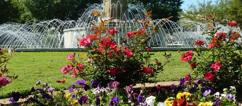 Lafayette statue and fountain on the courthouse square in downtown LaGrange, Georgia